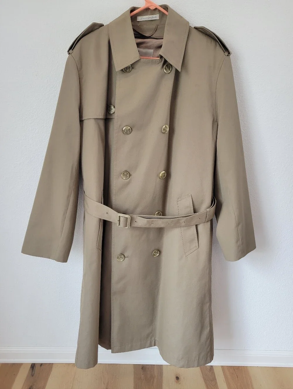Vintage Misty Harbor 42R Beige Trench Coat Removable Fur Lining Belted‎ Unisex